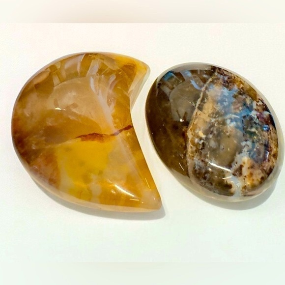 Natural Crystal Palm Stone Duo (Black Opal/Citrine) - Picture 11 of 11